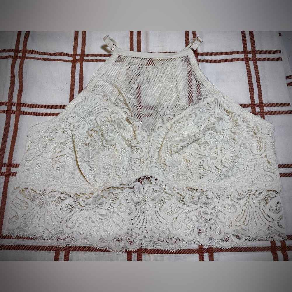 High-Neck White Lace Bralette